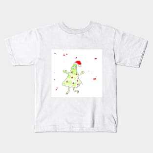 Christmas tree in Santa Claus hat,  xmas, holiday. Watercolor illustration on a winter theme, congratulations Kids T-Shirt